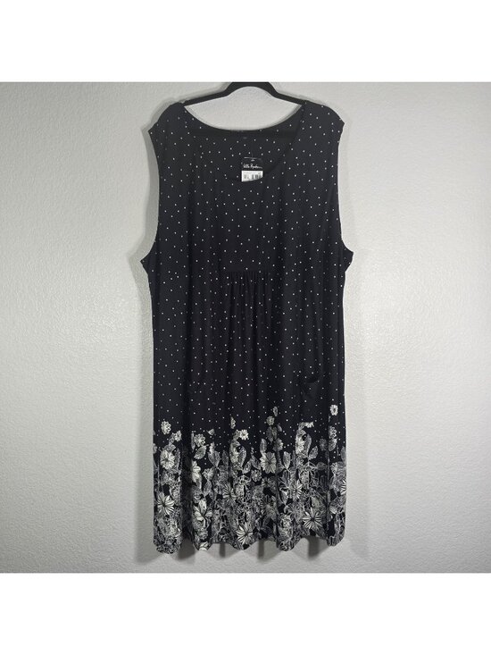 Ulla Popken Dresses & Skirts - Ulla Popken Sheath Dress Women 28/30 Black Polka Dot Floral Pullover Sleeveless